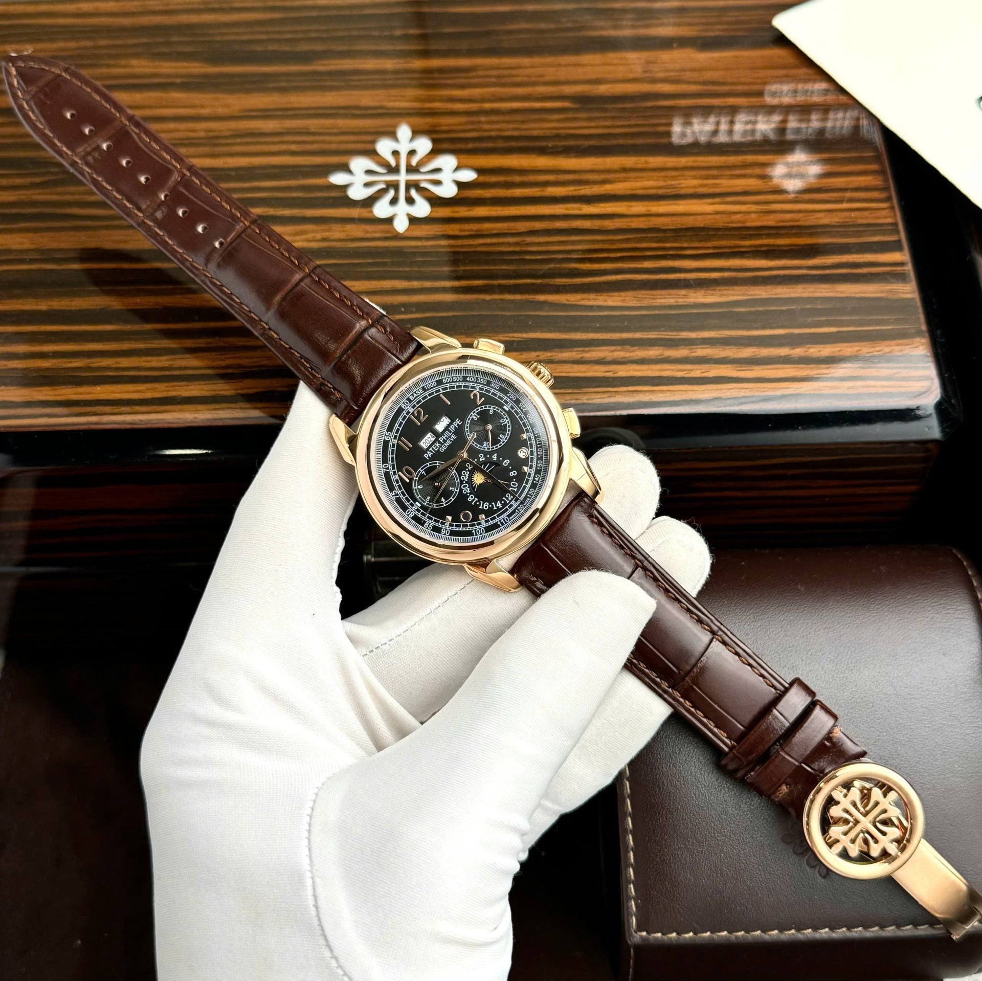 Patek Philippe Perpetal Calendar 5270 Watch Leather Strap 41mm