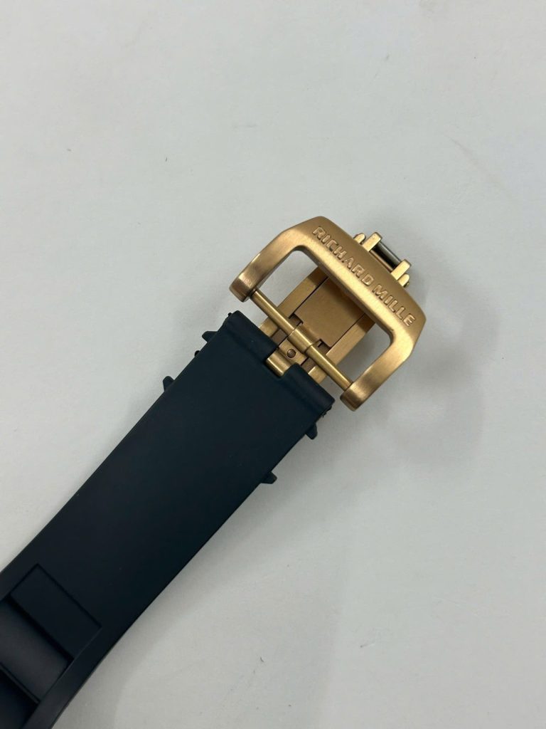 Đồng Hồ Richard Mille Fake Cao Cấp RM052 Rose Gold Skull Đính Đá Dây Cao Su 42mm (2)