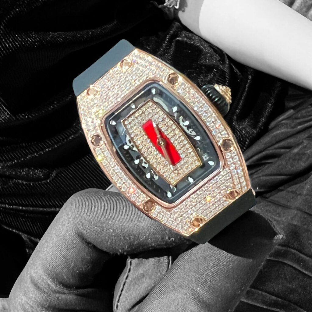 Đồng Hồ Richard Mille RM007 Bọc Vàng Hồng Đính Full Kim Cương Tự Nhiên 36mm (6)