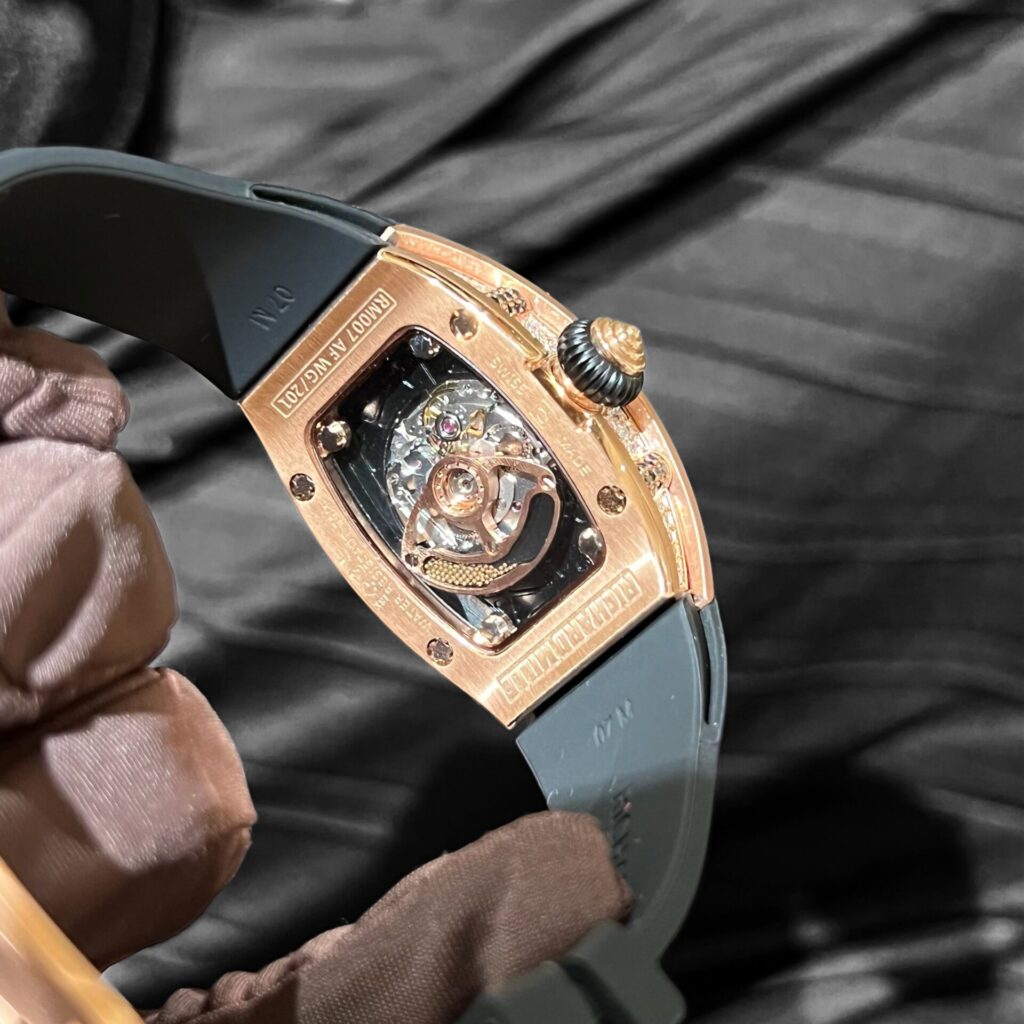 Đồng Hồ Richard Mille RM007 Bọc Vàng Hồng Đính Full Kim Cương Tự Nhiên 36mm (6)