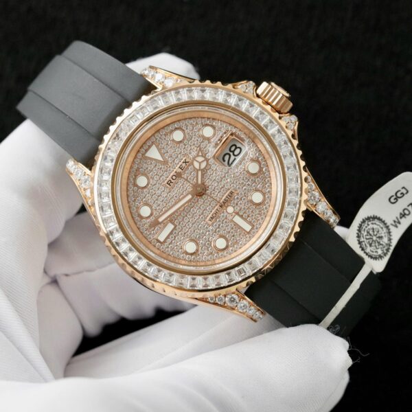 Rolex Yacht Watch Gold Wrapped + Moissanite Diamonds 40mm - Image 3