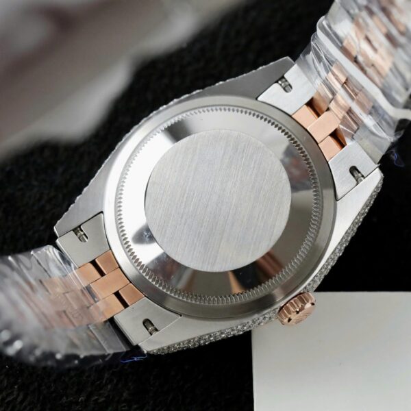 Rolex DateJust Watch 18K Gold Wrapped + Full Moissanite Diamonds 36mm - Image 12
