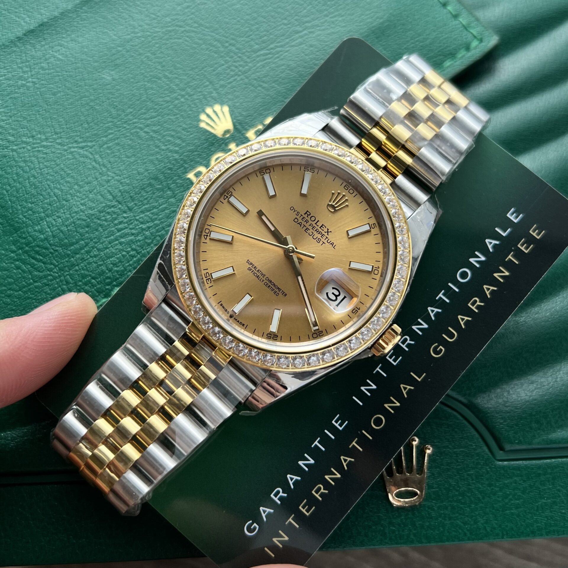 Rolex Date Just Watch Demi Gold Diamonds Bezel 36-41mm - Image 3