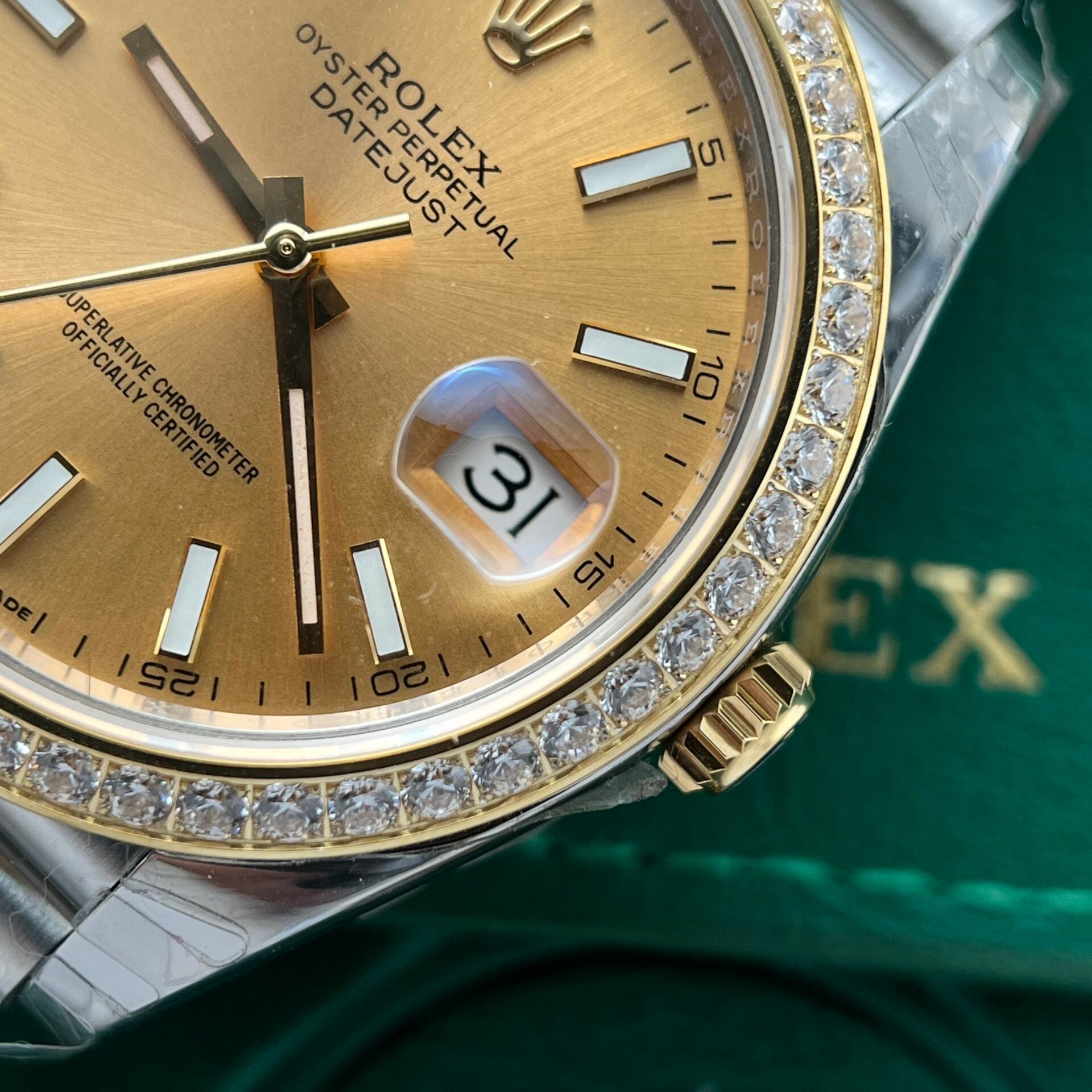 Rolex Date Just Watch Demi Gold Diamonds Bezel 36-41mm - Image 4