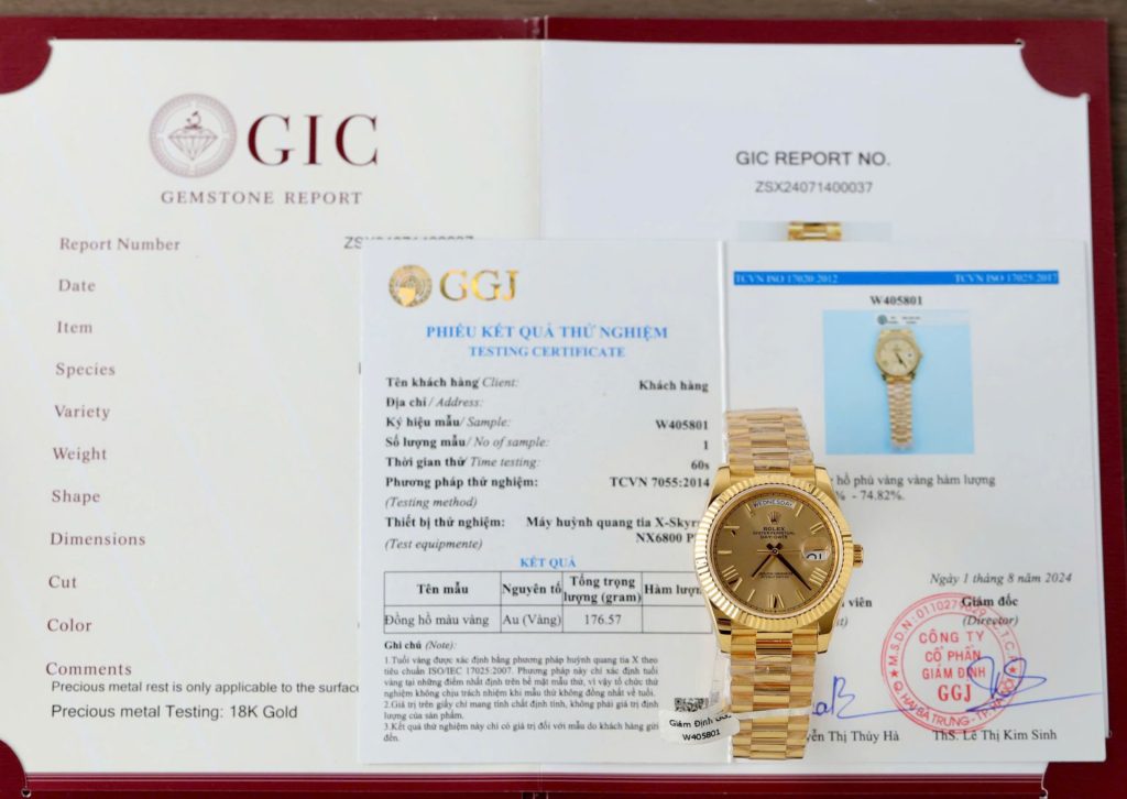 Đồng Hồ Rolex Day-Date Mặt Vàng Champagne Chế Tác Bọc Vàng Thật Nặng 176 Grams Xưởng GM 40mm (2)