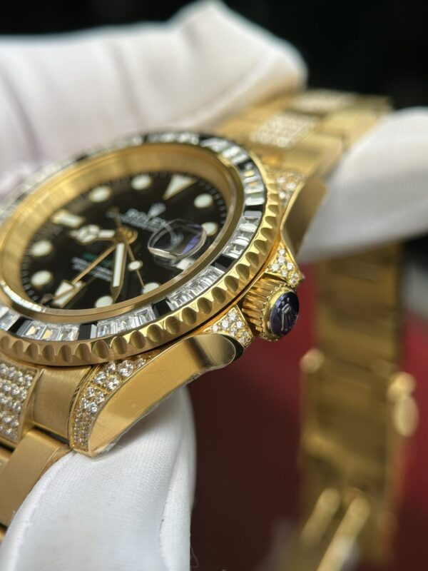 Rolex Watch With Full Diamond Black Dial 40mm - Image 5