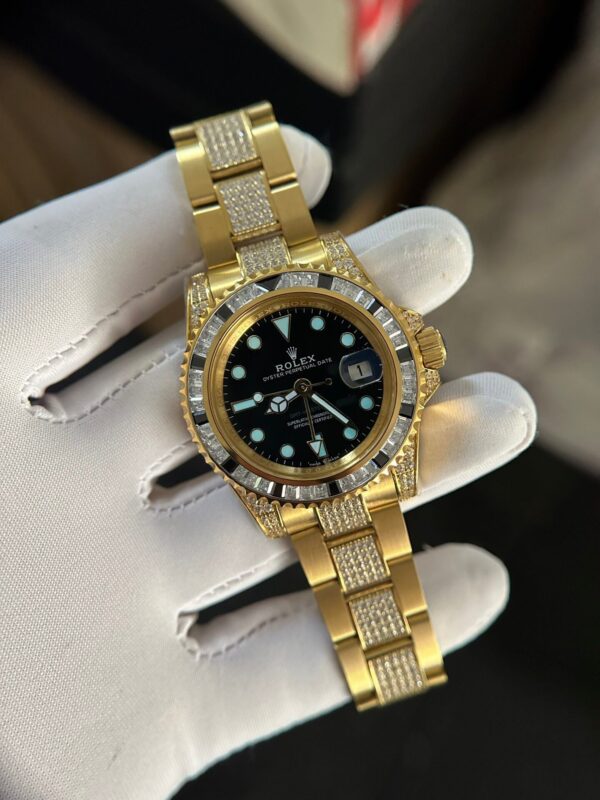 Rolex Watch With Full Diamond Black Dial 40mm - Image 2