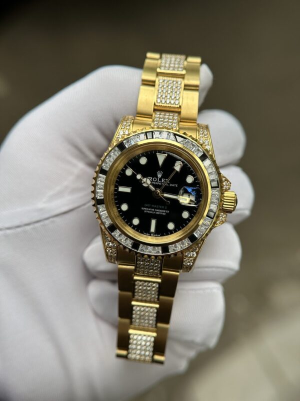 Rolex Watch With Full Diamond Black Dial 40mm - Image 3