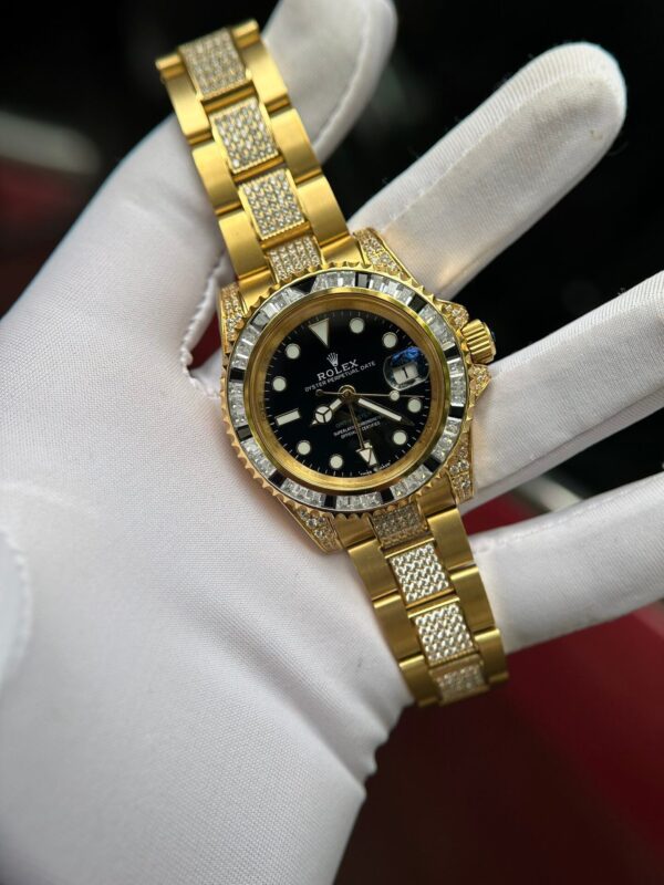 Rolex Watch With Full Diamond Black Dial 40mm