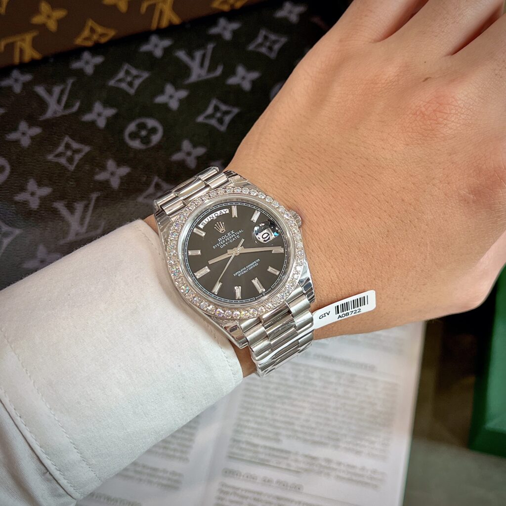 Đồng Hồ Rolex Nam Đính Kim Cương Moissanite Day-Date Rep 11 40mm (1)