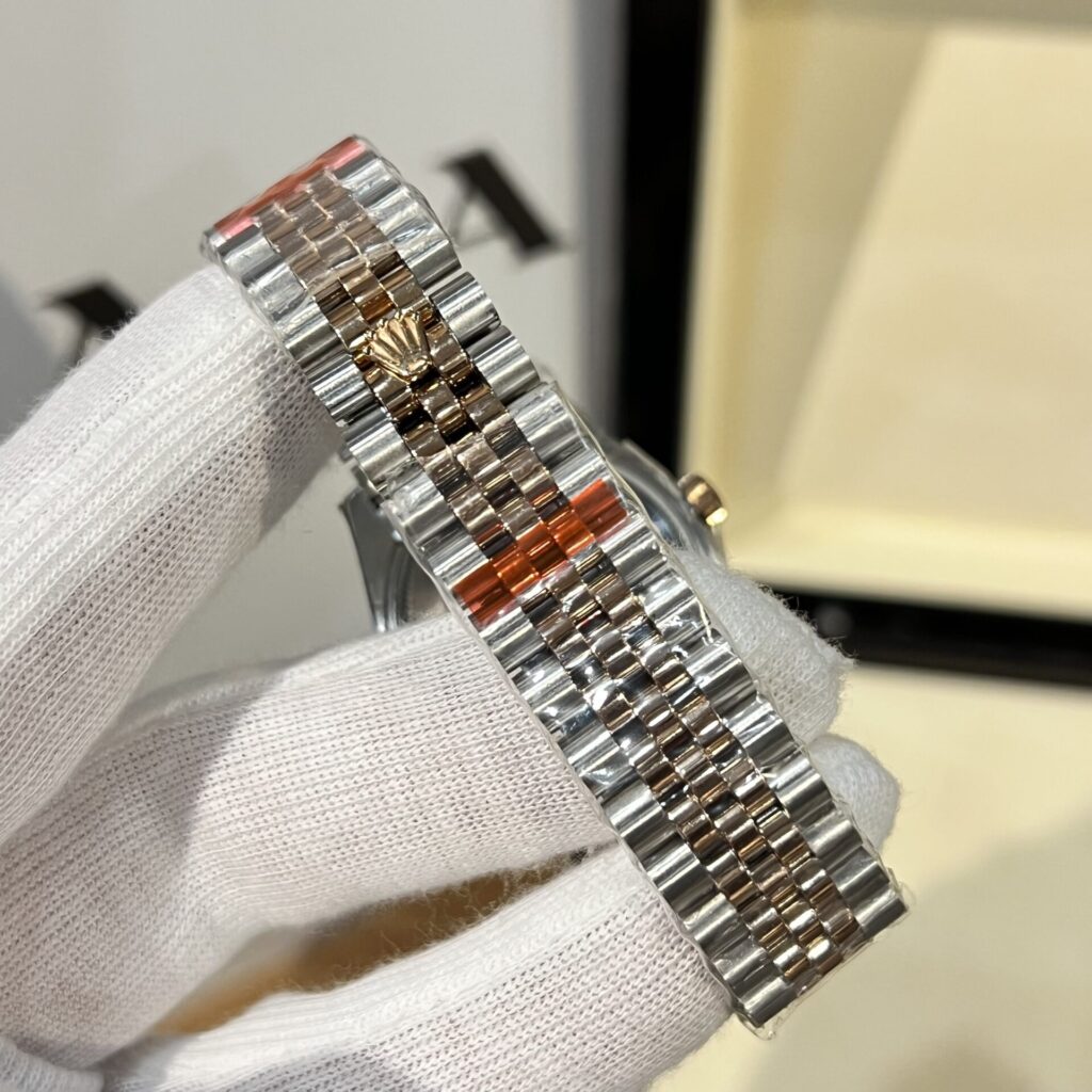 Đồng Hồ Rolex Nữ Đính Đá Mặt Số Xám Fake 11 31mm (7)