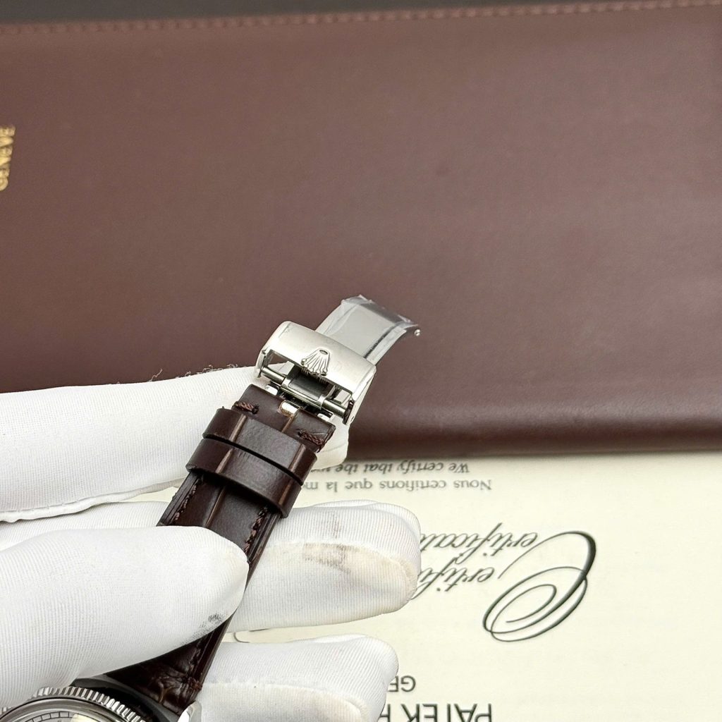 Đồng Hồ Rolex Perpetual 1908 Fake 11 Mặt Trắng Dây Da 39mm (2)