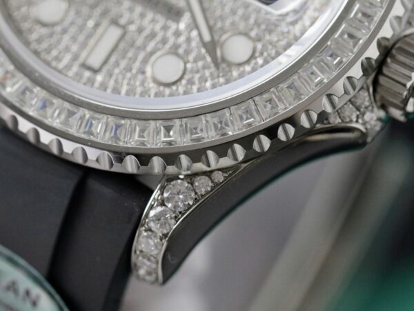 Rolex Yacht Watch Full Diamond Moissanite Rubber Strap 42mm - Image 5