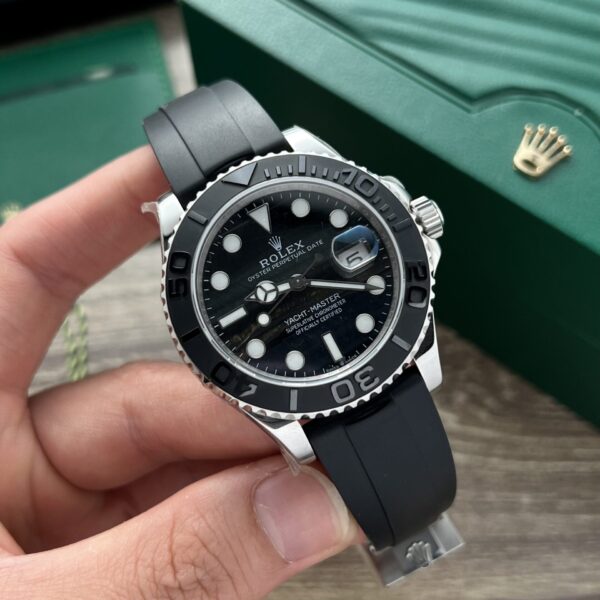 Rolex Watch Yacht Black Dial Rubber Strap 40mm - Image 2