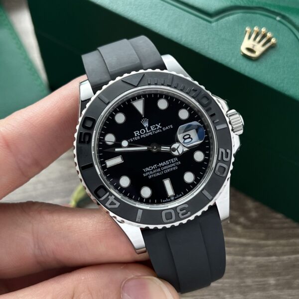 Rolex Yacht Black Dial Rubber Strap 40mm - Image 3