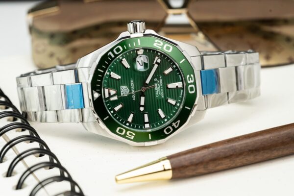 Tag Heuer Watch Aquaracer Green Dial Metal Wire 43mm