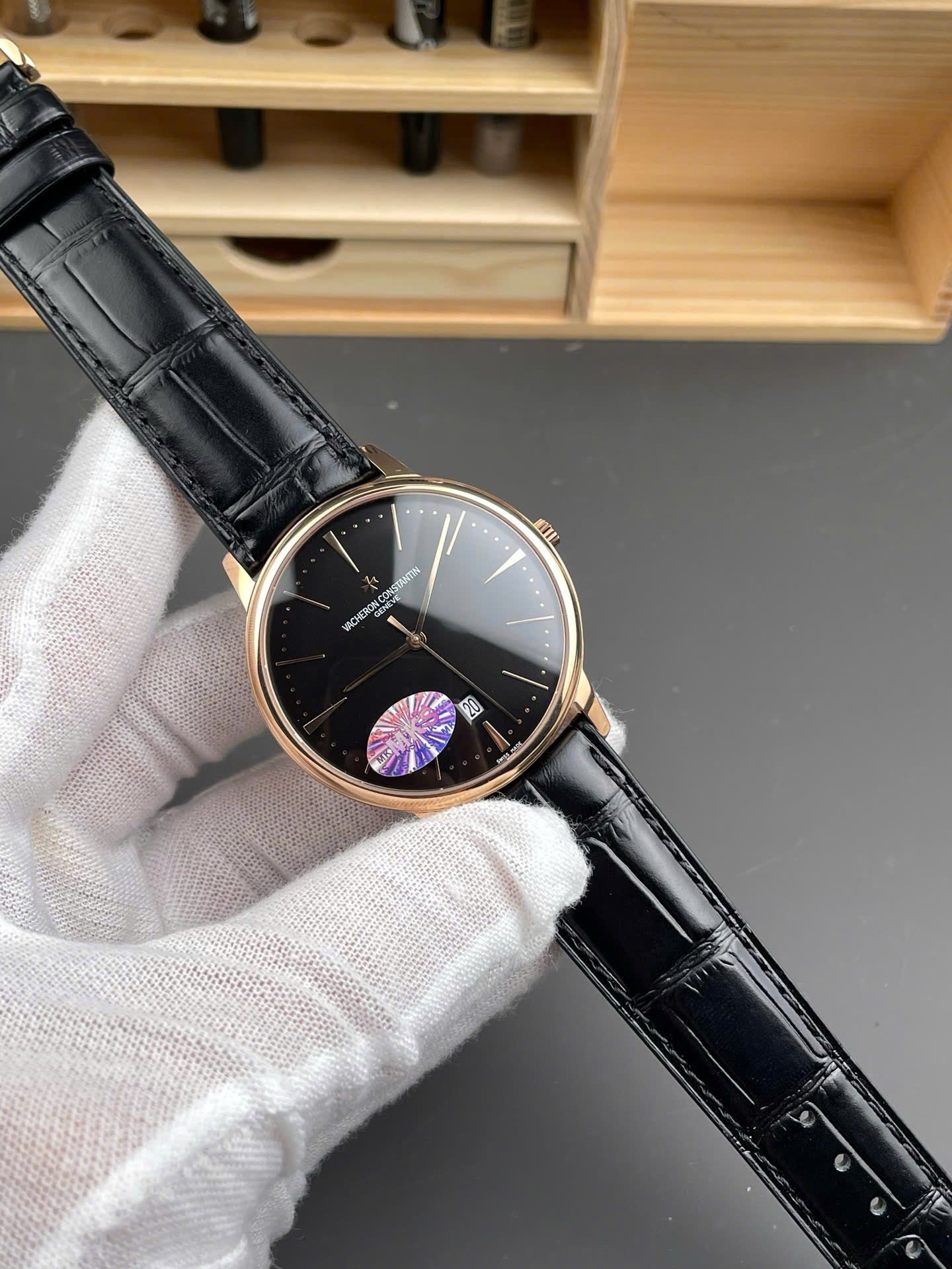 Vacheron Constantin Watch Patrimony 85180 Black Dial Leather Strap 40mm