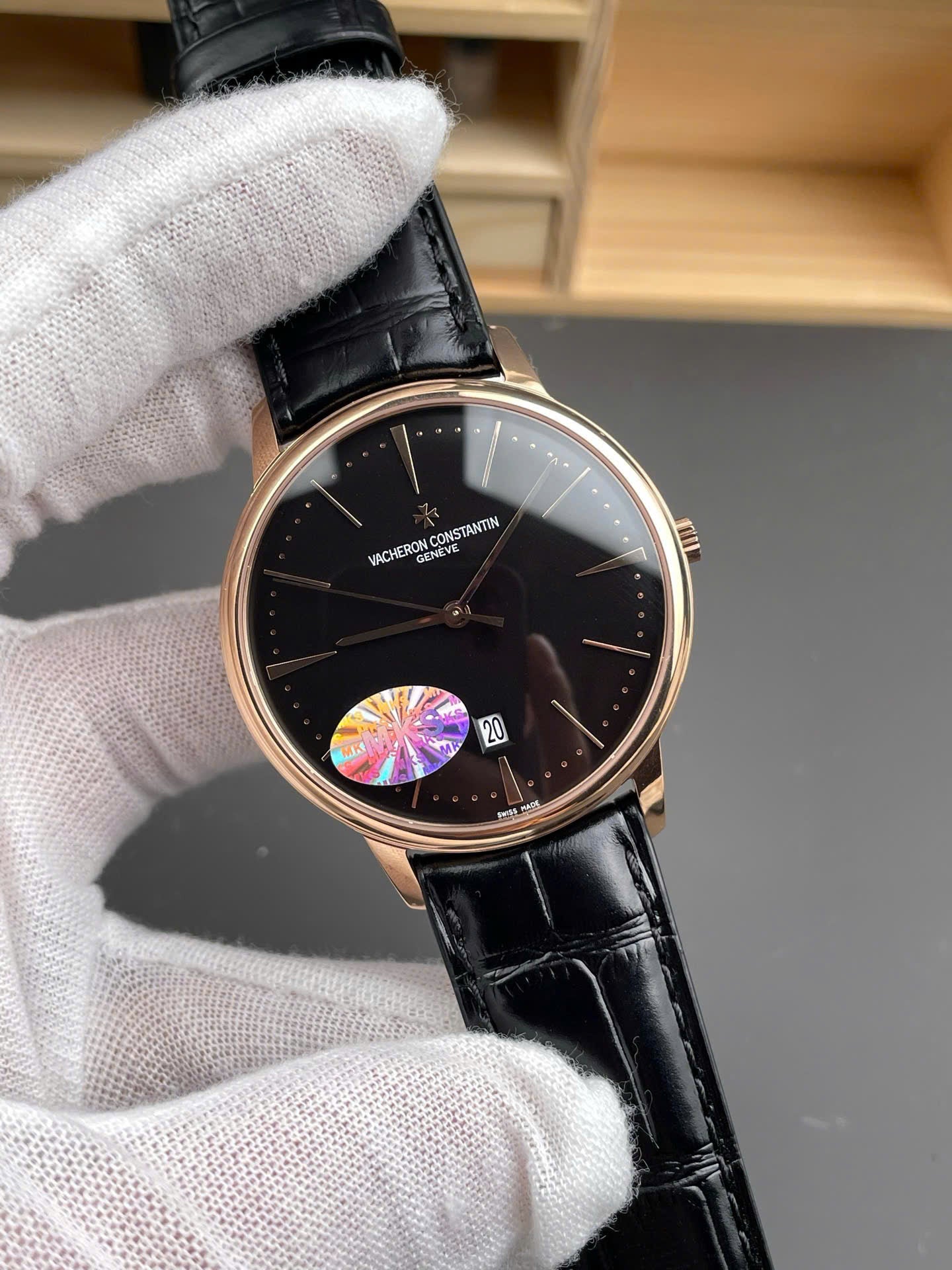 Vacheron Constantin Watch Patrimony 85180 Black Dial Leather Strap 40mm - Image 3