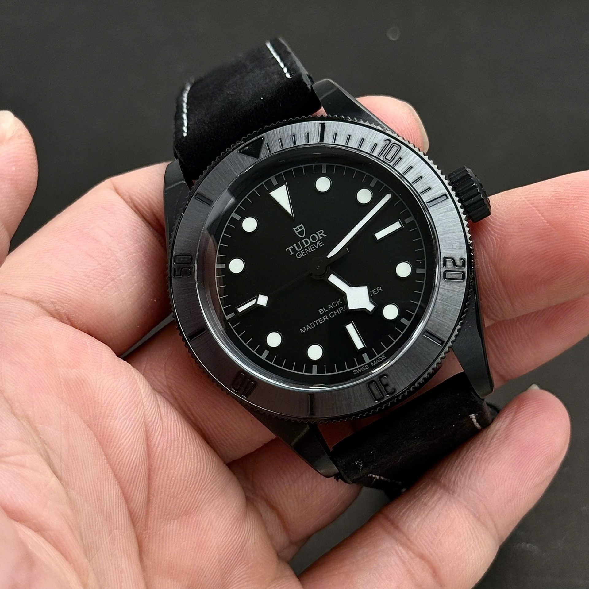 Tudor Black Bay Black Ceramic M79210CNU Watch Leather Strap 41mm