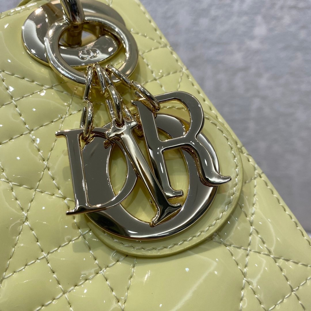 Christian Dior Lady Dior Bag Gold Hardware 17cm Yellow - Image 9