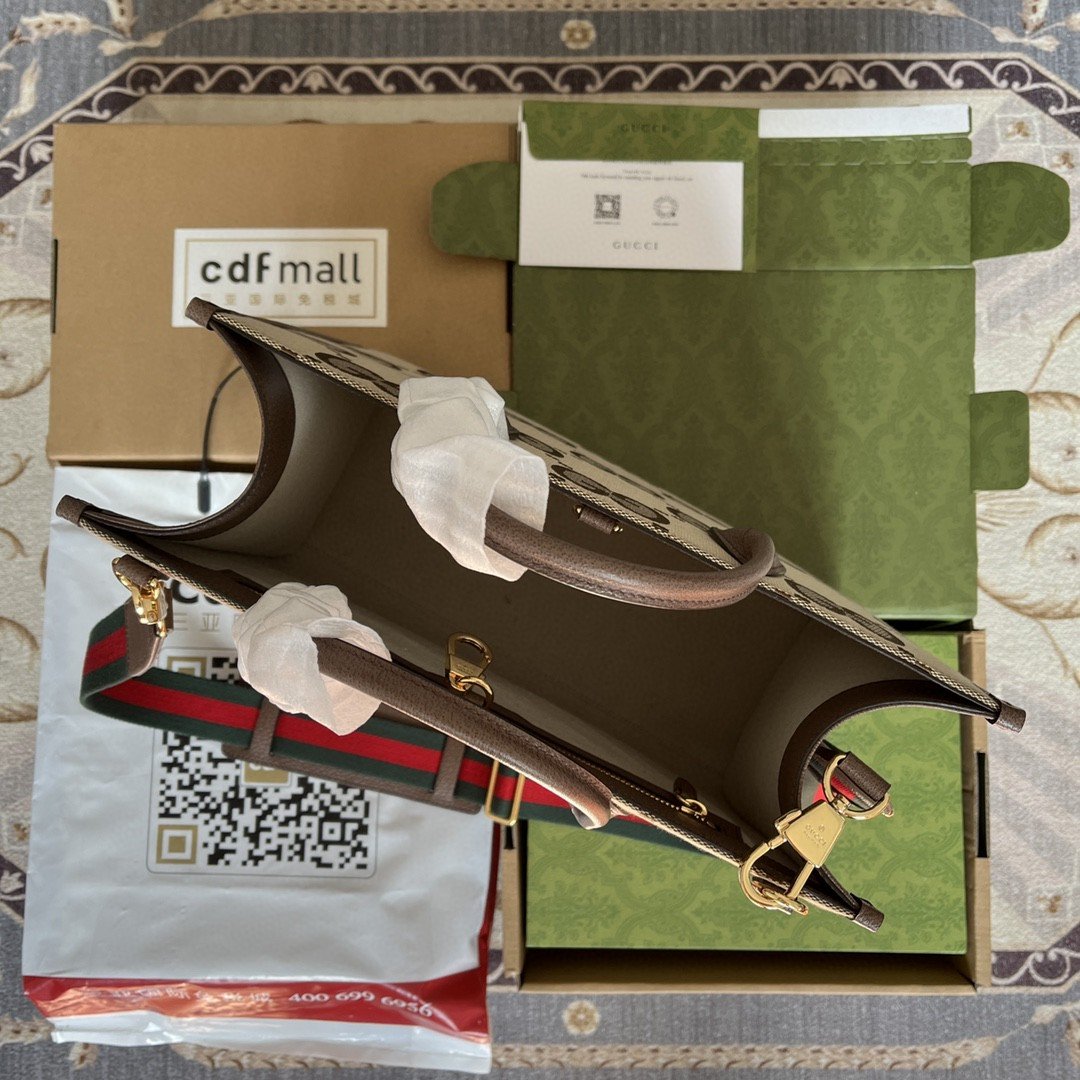 Gucci Tote Bag With Jumbo Camel And Ebony Jumbo GG Canvas For Women 14.6in/37cm - Image 3