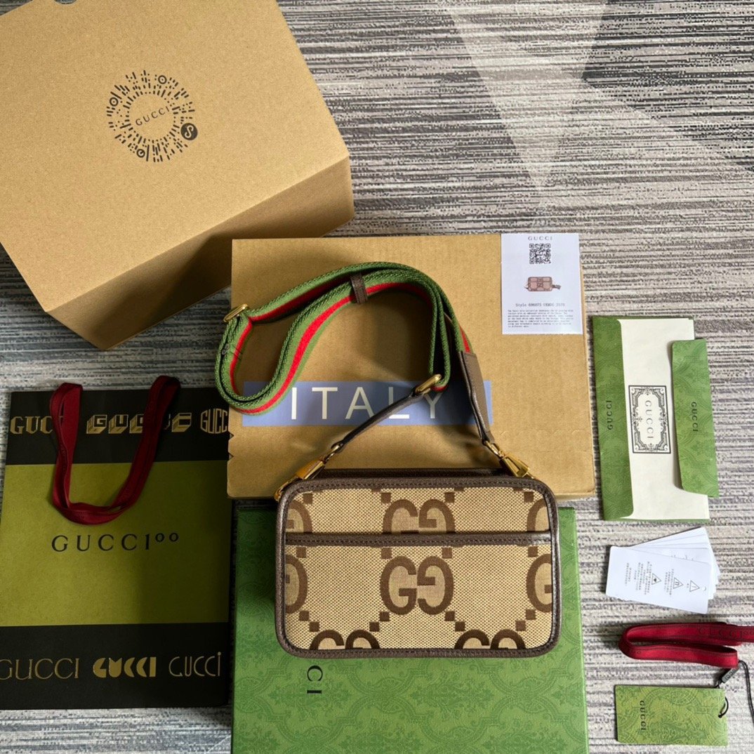 Gucci Jumbo GG Mini Bag Camel And Ebony Jumbo GG Canvas For Women 8.9in/22.5cm - Image 2