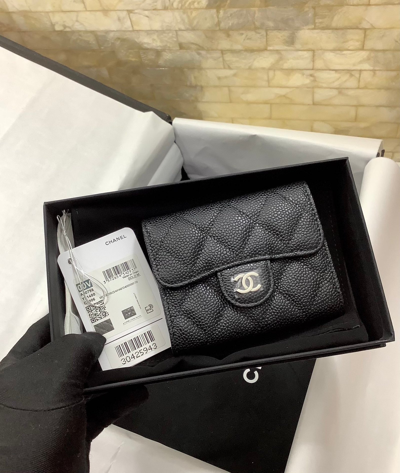 CO-CO Chanel Classic Card Holder With Silver Hardware 11cm