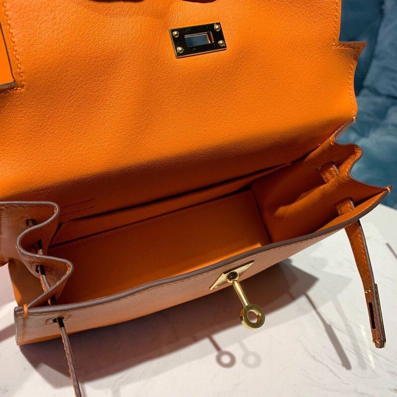 Hermes Kelly Danse II Bag Swift Orange Gold Hardware For Women 8.7in/22cm - Image 9