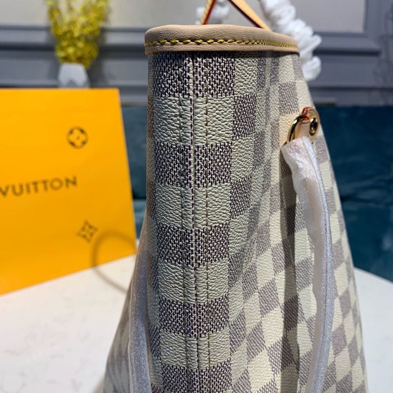 Louis Vuitton Neverfull GM Bag 40cm Damier Azur Canvas Fall/Winter Collection N41360, Beige - Image 7