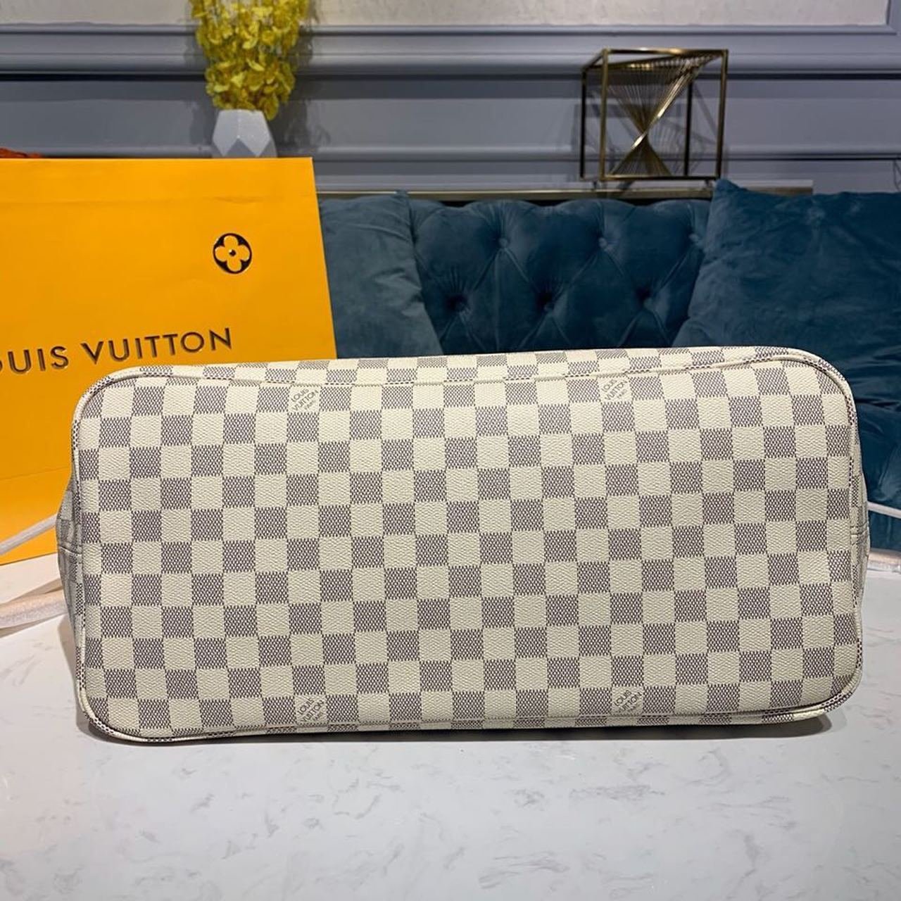 Louis Vuitton Neverfull GM Bag 40cm Damier Azur Canvas Fall/Winter Collection N41360, Beige - Image 5