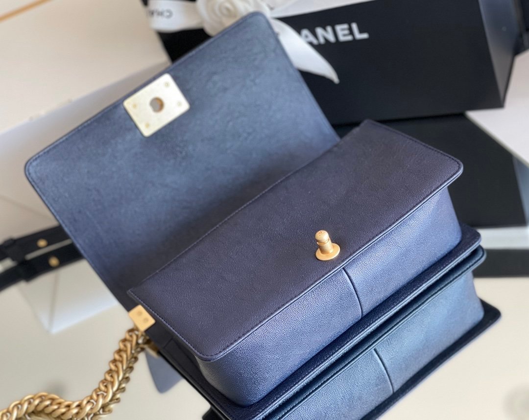 Chanel Medium Classic Flapbag 25cm Dark Blue - Image 7