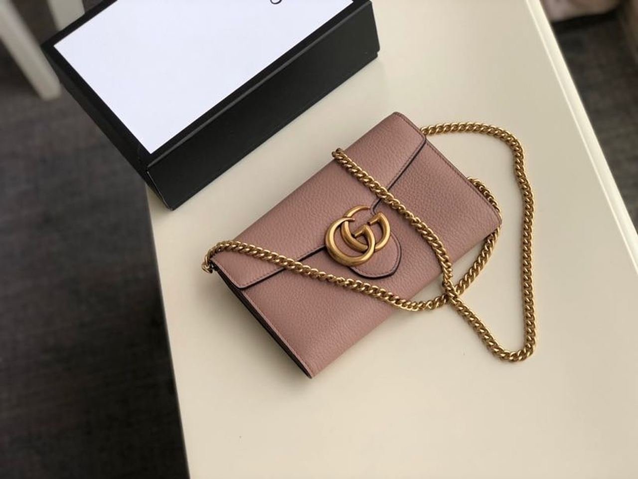 Gucci GG Marmont Mini Chain Bag Pink For Women 7.9in/20cm - Image 6