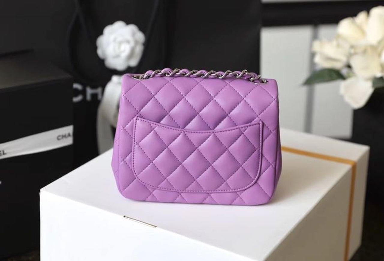 Chanel Classic Mini Flap Bag Silver Hardware Caviar Leather Spring/Summer Collection Purple - Image 4