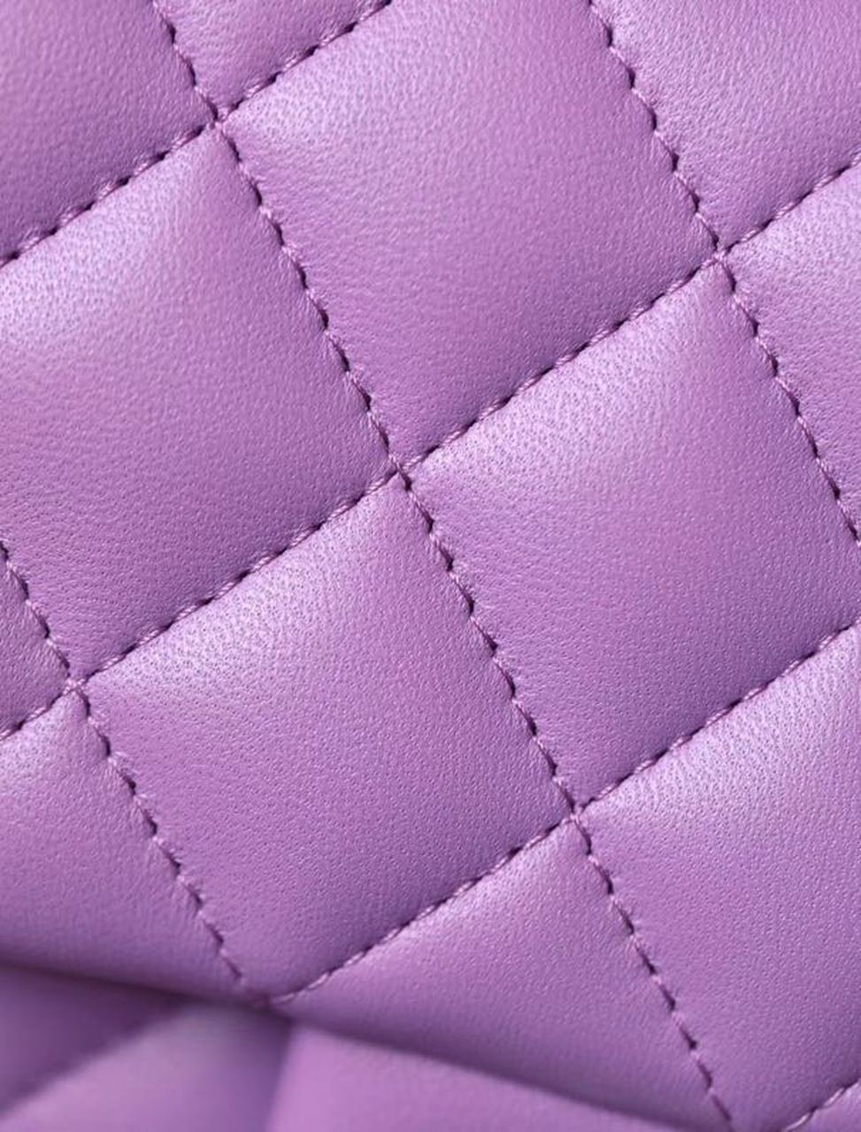 Chanel Classic Mini Flap Bag Silver Hardware Caviar Leather Spring/Summer Collection Purple - Image 9