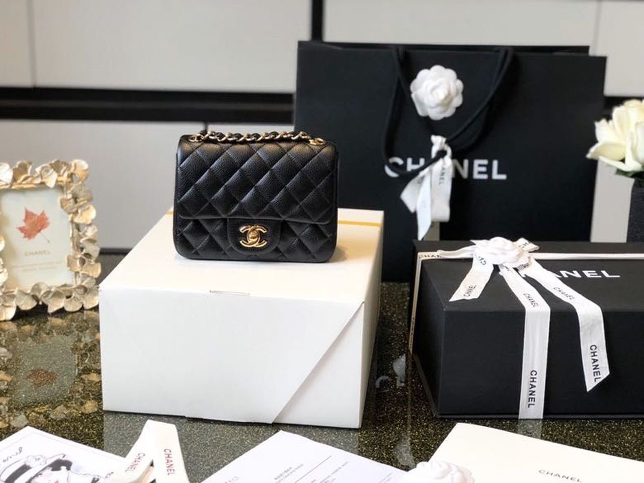 Chanel Classic Mini Flap Bag 18cm Gold Hardware Caviar Leather Spring/Summer Collection Black - Image 21