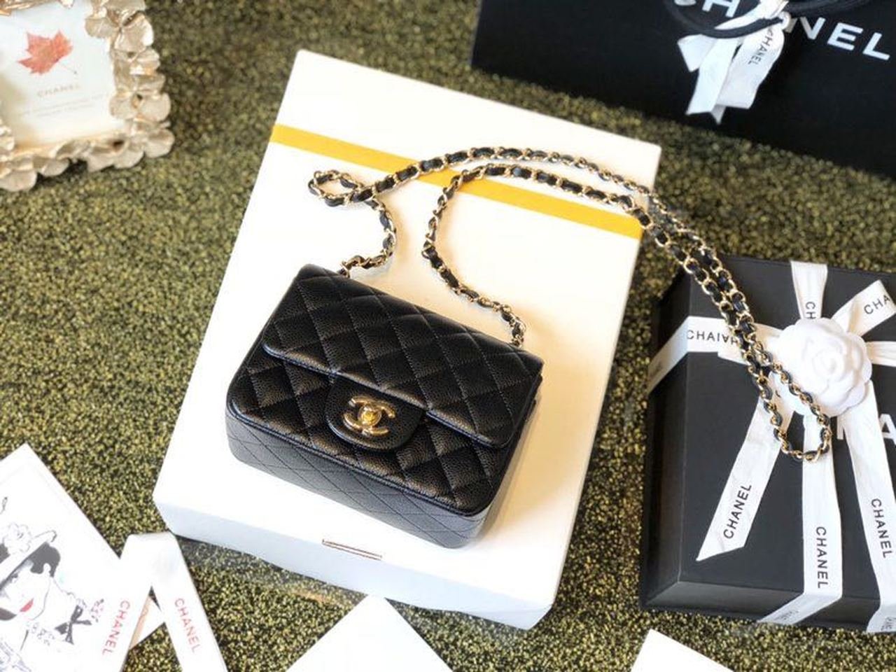 Chanel Classic Mini Flap Bag 18cm Gold Hardware Caviar Leather Spring/Summer Collection Black - Image 22