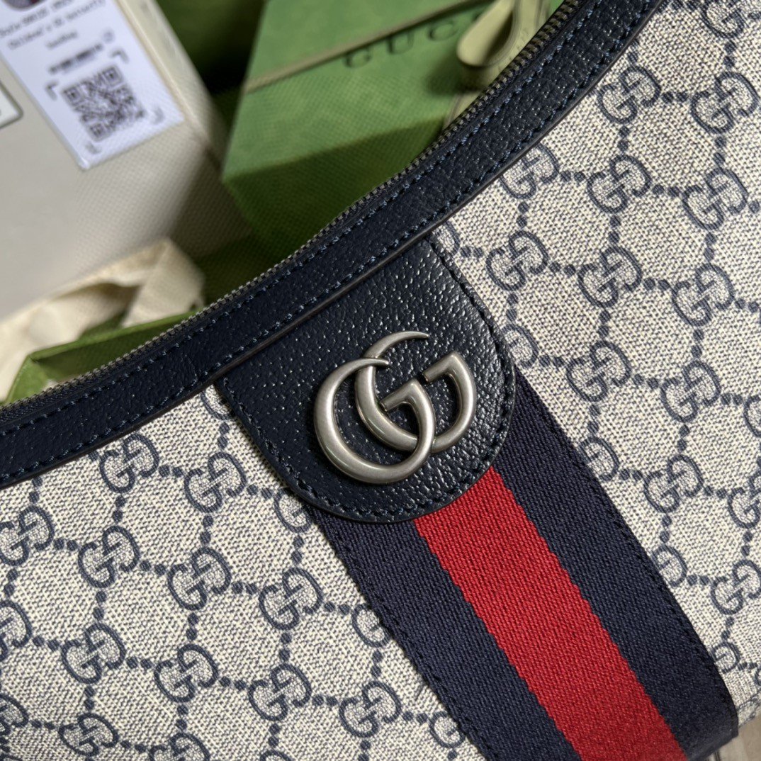Gucci Ophidia GG Small Shoulder Bag Beige And Blue GG Supreme Canvas For Women 12in/30cm - Image 9