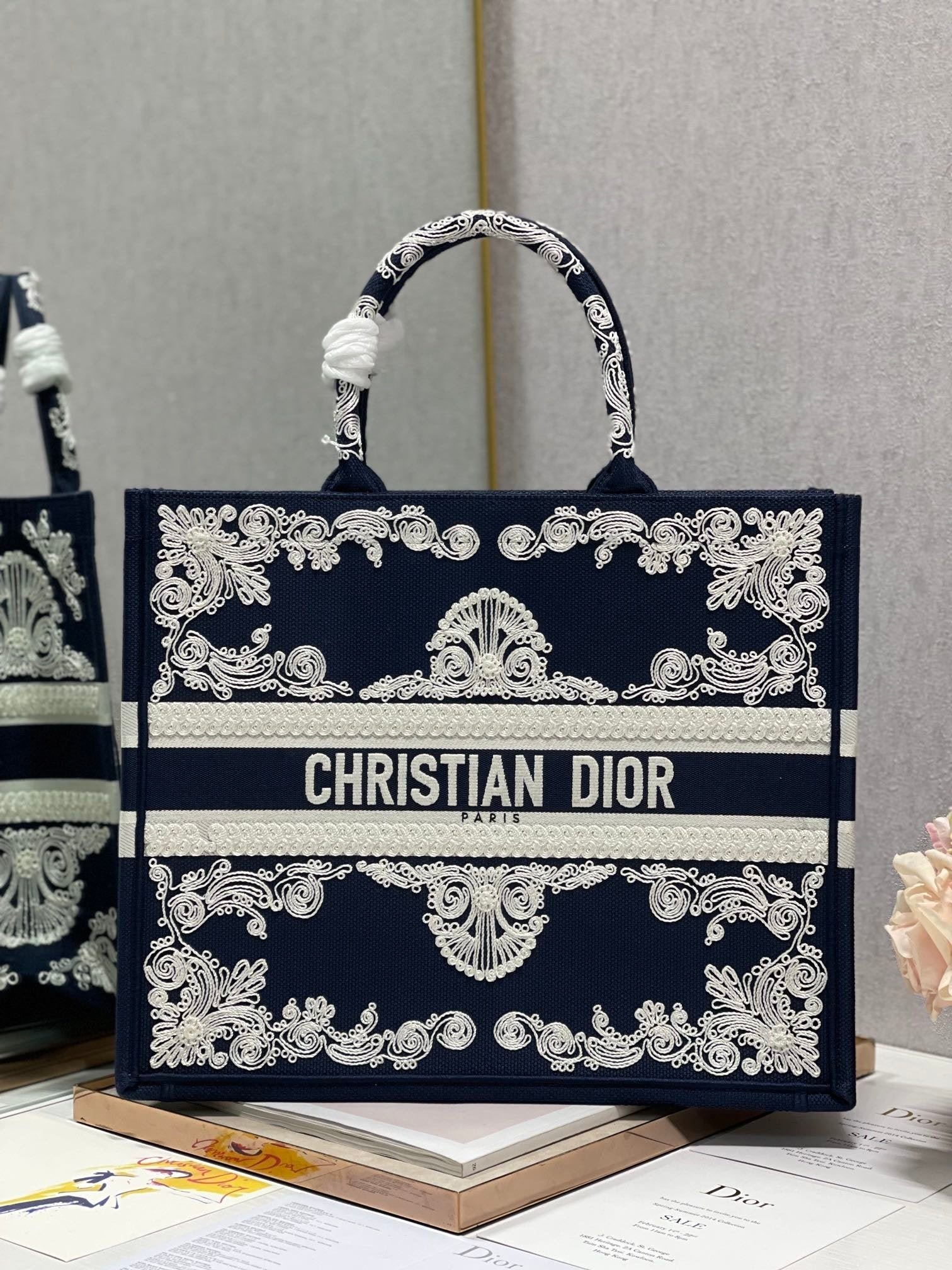 Christina Dior Book Tote Bag 41cm Black