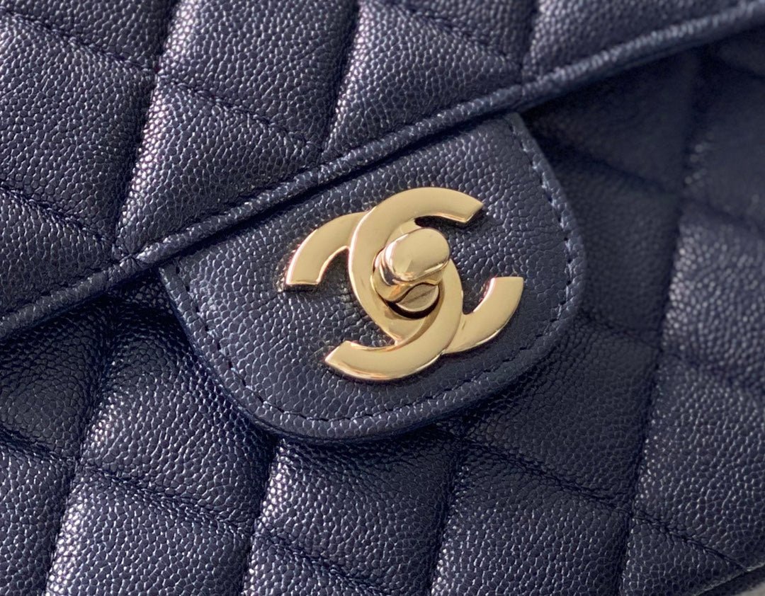 Chanel Classic Flapbag Gold Hardware 26cm Dark Blue - Image 2
