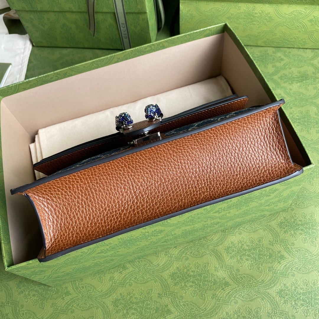 Gucci Dionysus Small Shoulder Bag Dark Blue And Ivory Eco Washed Organic GG Jacquard Deni For Women 11in/28cm - Image 4