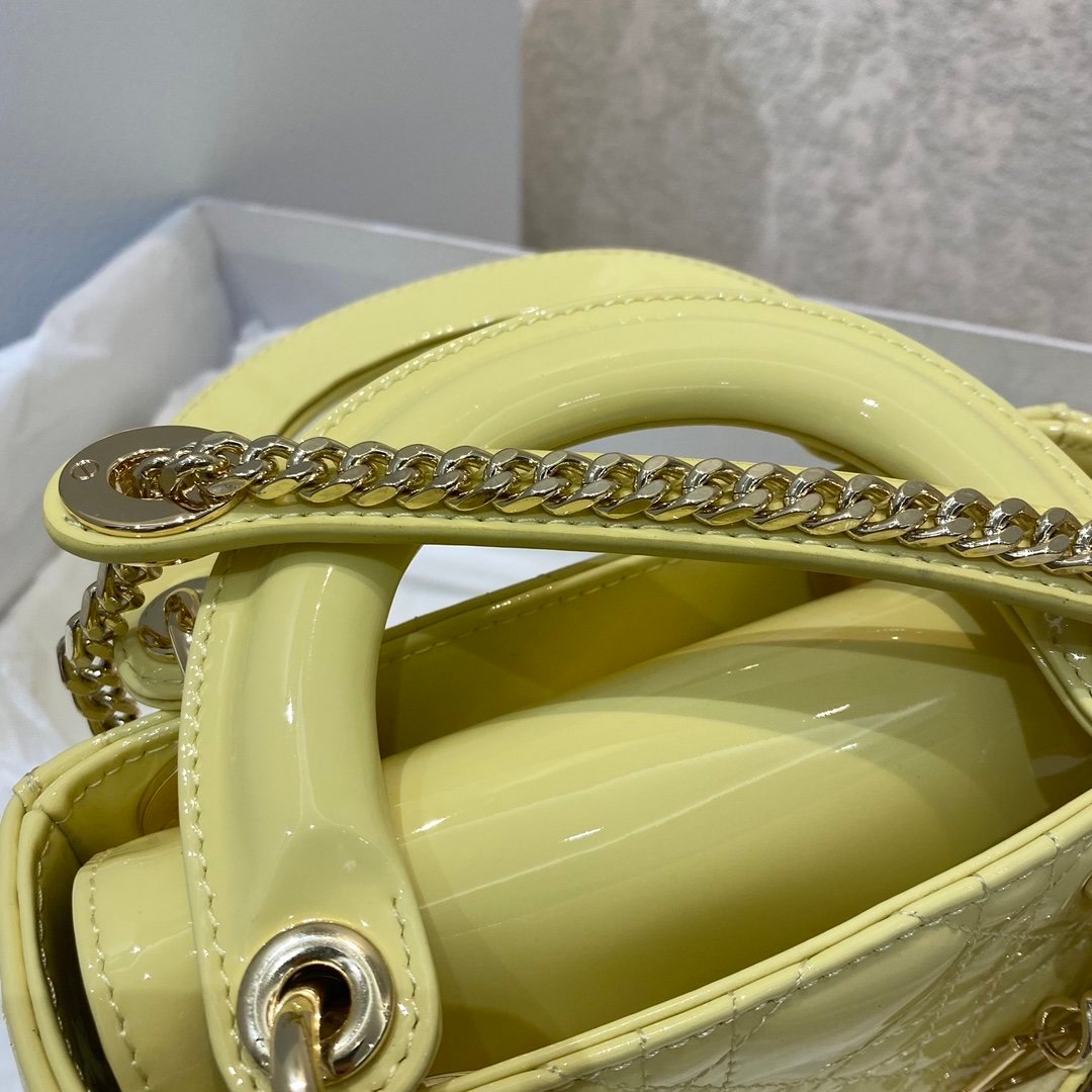 Christian Dior Lady Dior Bag Gold Hardware 17cm Yellow - Image 7