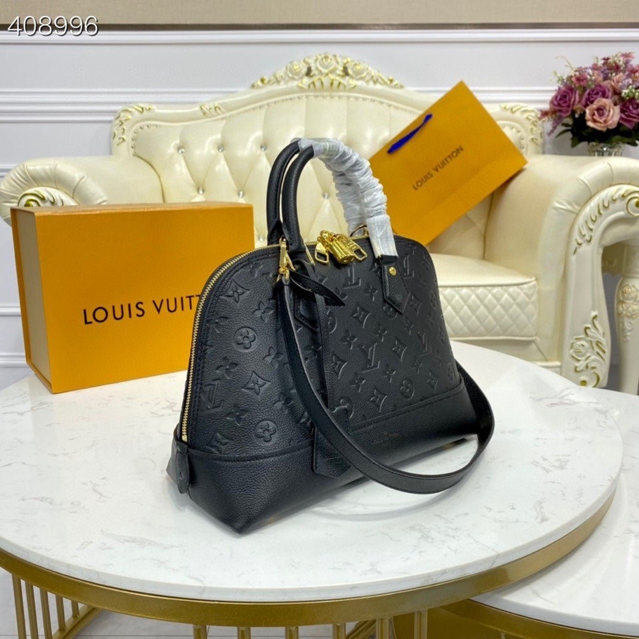 Louis Vuitton Neo Alma Bag 34cm Monogram Empreinte Canvas Spring/Summer Collection M44832, Black - Image 3