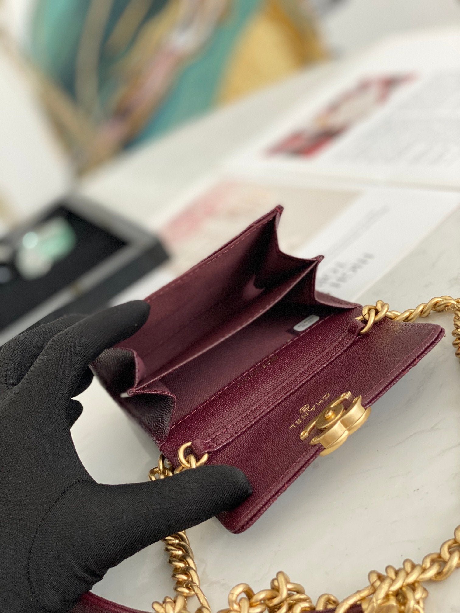 Chanel Flap Bag Mini Gold 12cm Red - Image 5