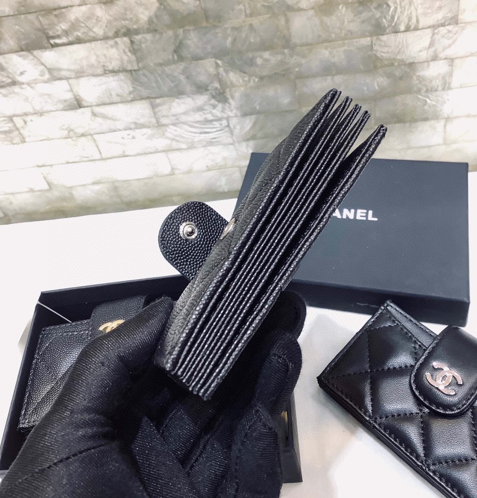 CO-CO Chanel Card Holder With Silver Hardware 10cm - Image 4