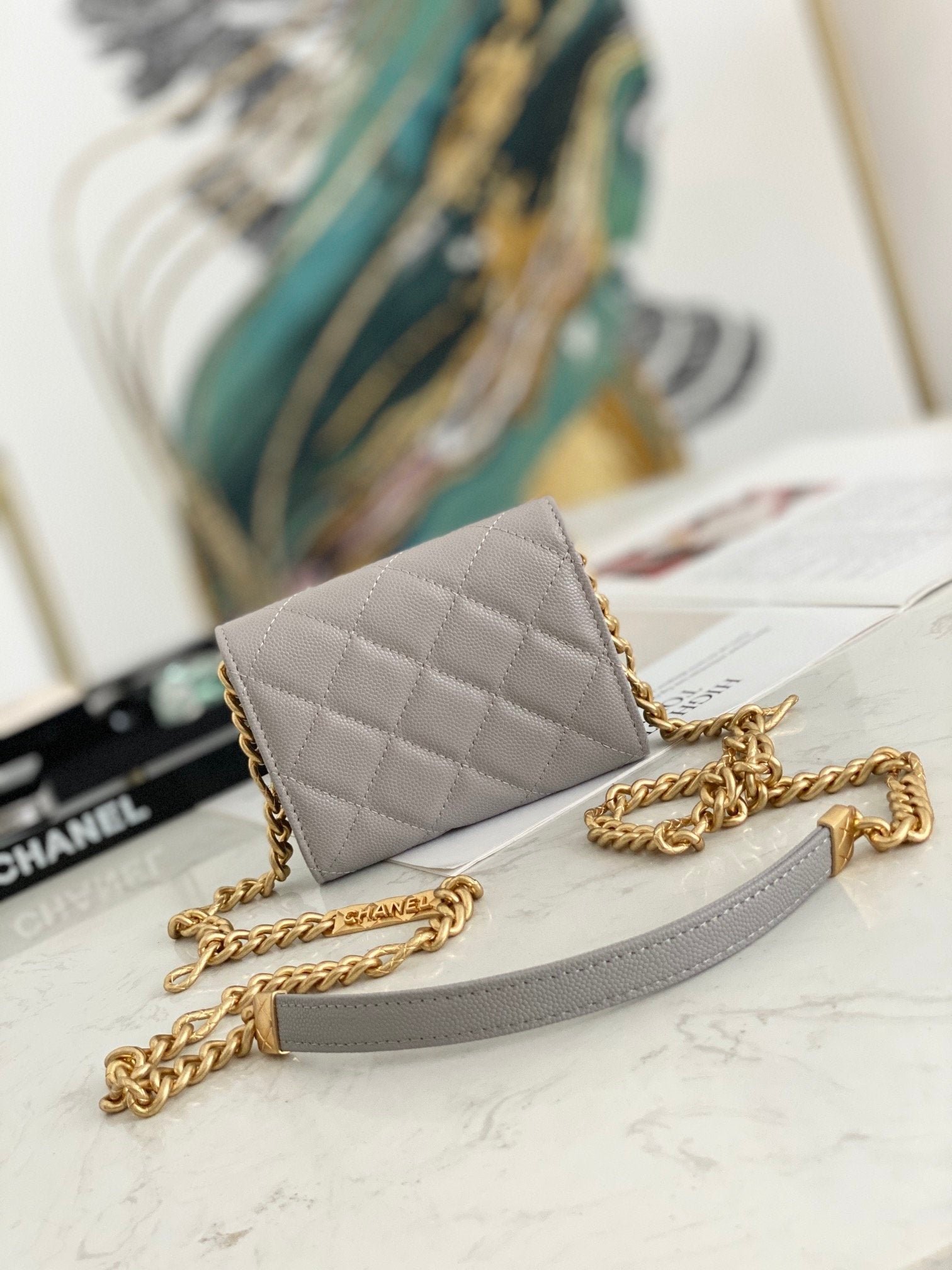 Chanel Flap Bag Mini Gold 12cm Grey - Image 4
