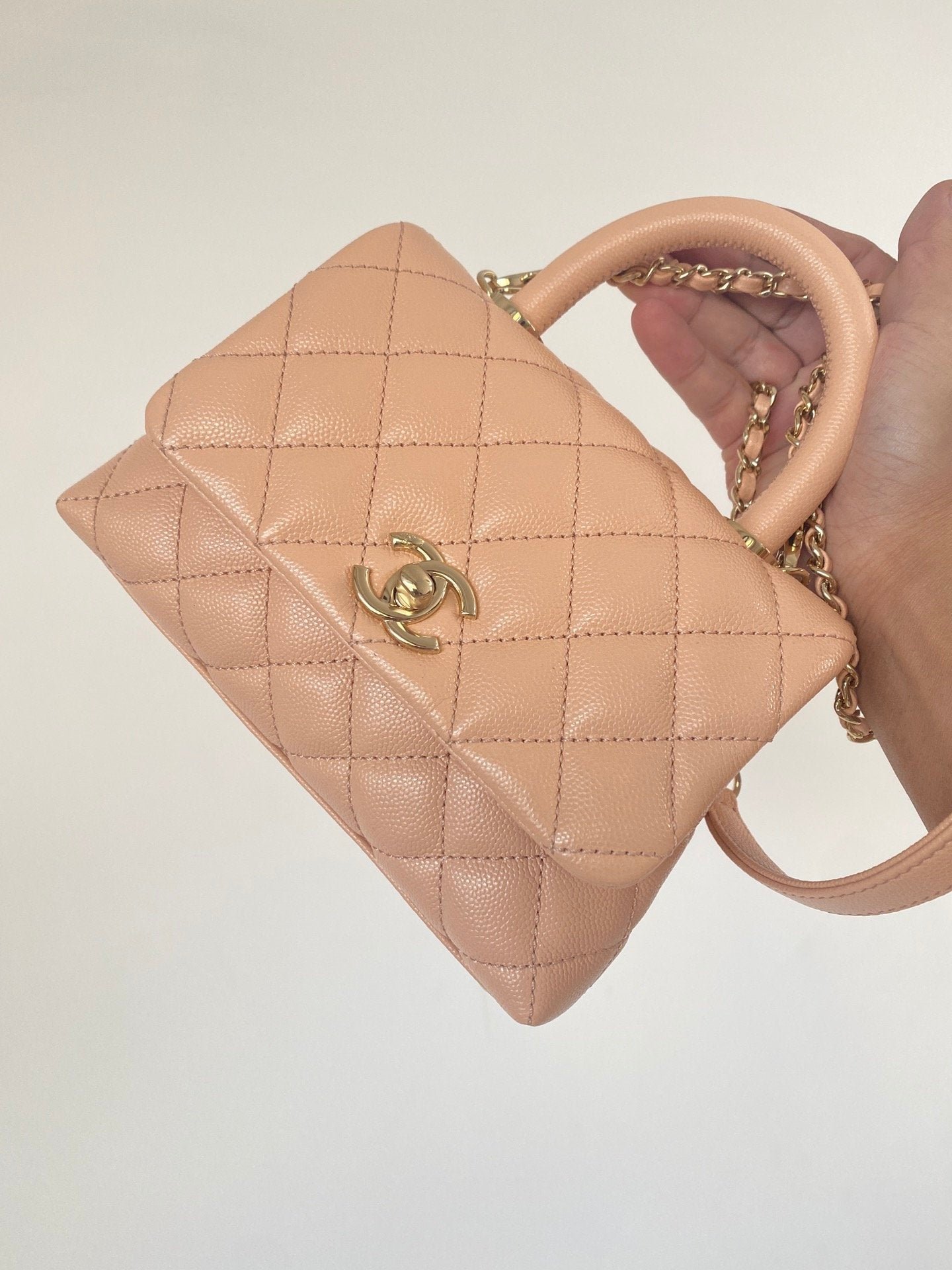 Chanel Flap Bag With Top Handle 19cm Light Brown - Image 5