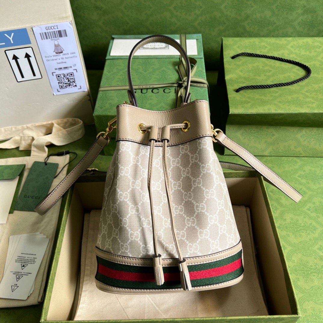 Gucci Ophidia Small GG Bucket Bag White For Women, Women's Bags 10in/25cm