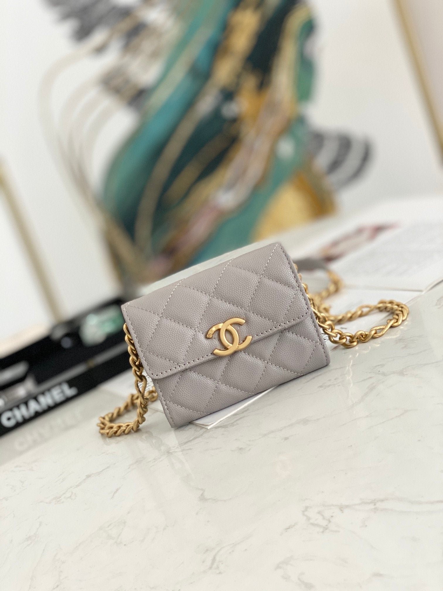 Chanel Flap Bag Mini Gold 12cm Grey