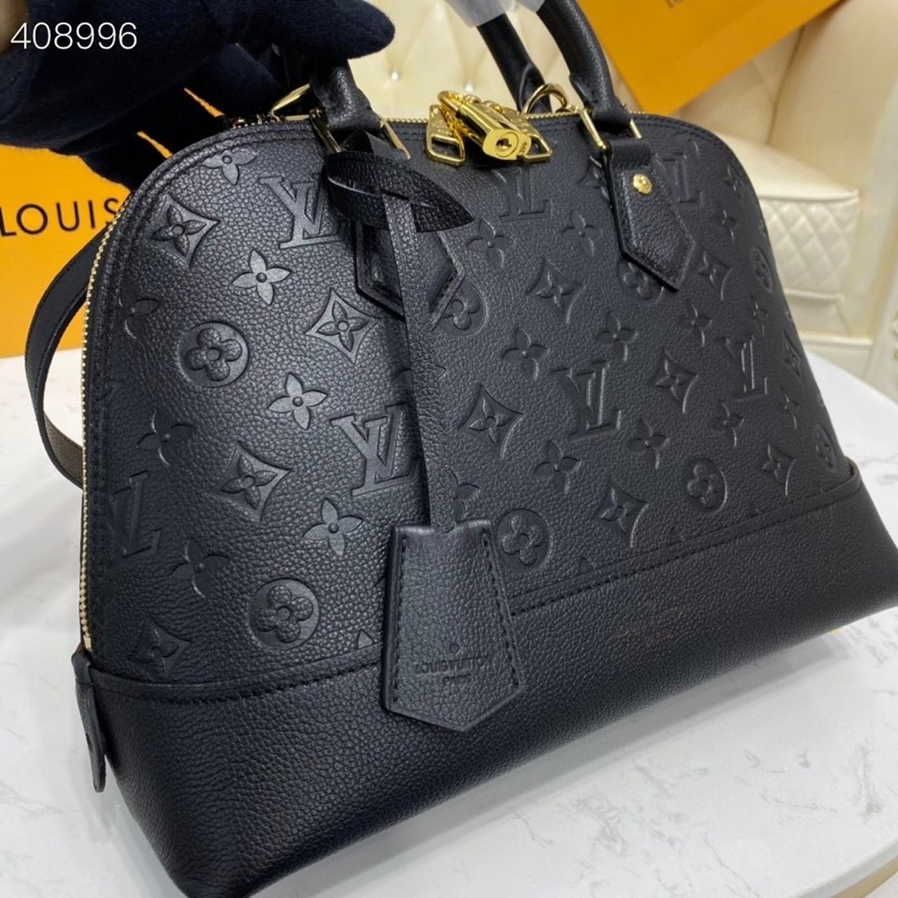Louis Vuitton Neo Alma Bag 34cm Monogram Empreinte Canvas Spring/Summer Collection M44832, Black - Image 9
