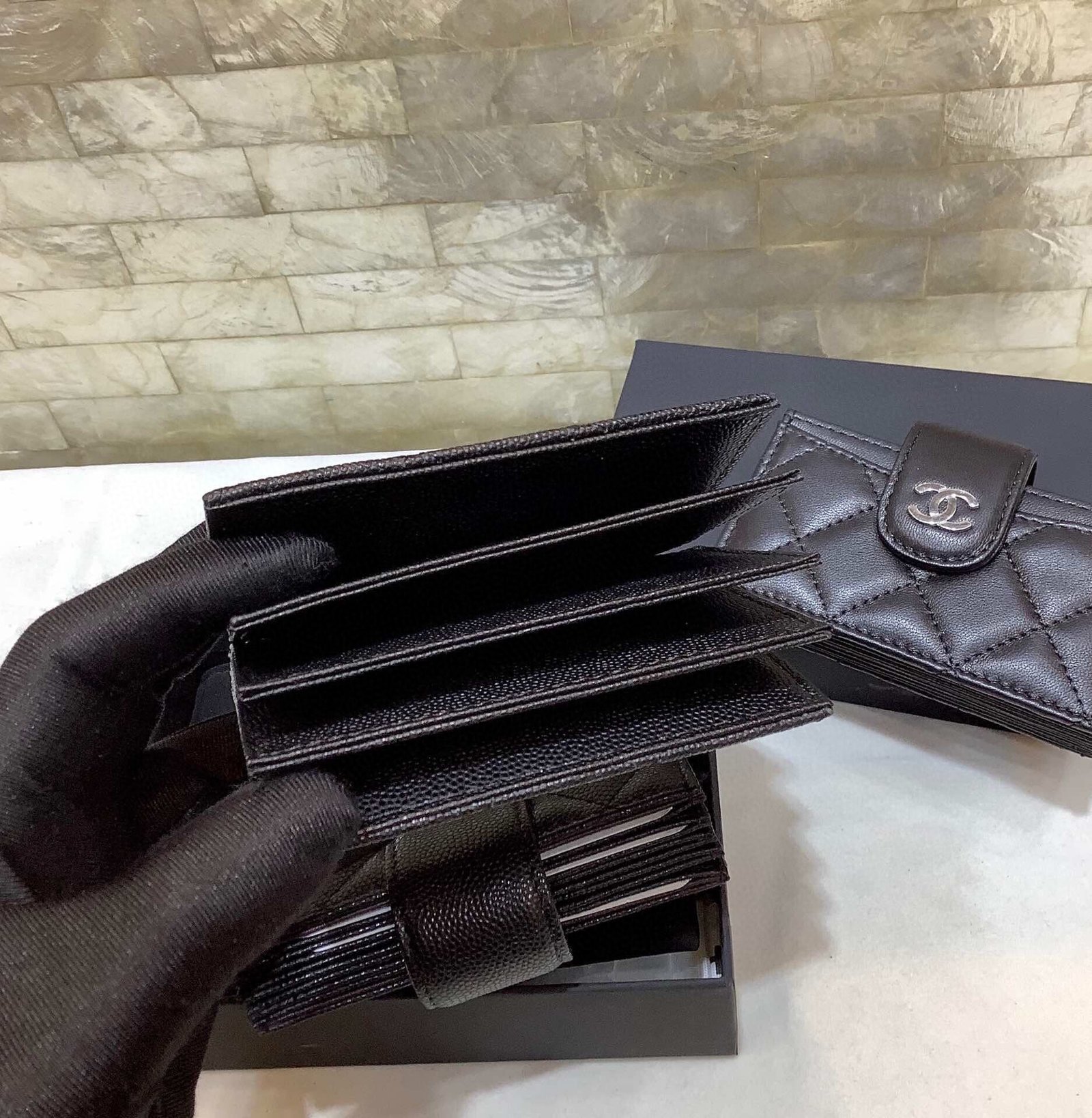 CO-CO Chanel Card Holder With Silver Hardware 10cm - Image 6